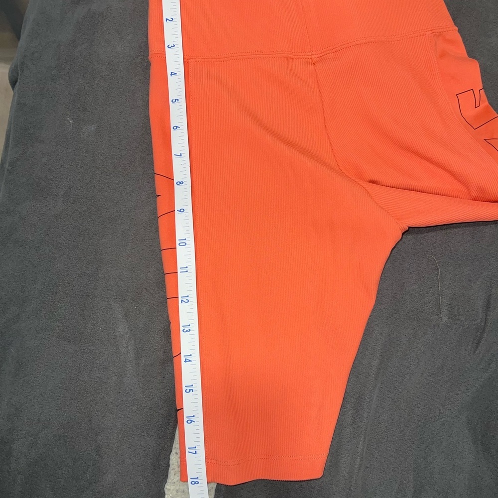 Women’s Nike Orange Athletic Shorts High-Waisted Compression - Picture 5 of 7